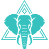 Türkiser Elefant mit geometrischem Muster