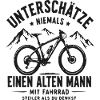Alter Mann mit Fahrrad Berg-Statement