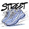 Blaues Sneaker-Design im Skizzenstil