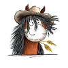 Westernpferd mit Strohhut