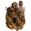 Wüsten-Holzstadt am Gleis