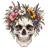 Skull mit Blumenkranz Design