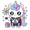 Kawaii-Skelett-Einhorn und Pastellgeschenk