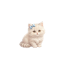 Weiße Katzenkunst mit blauem Schleifchen