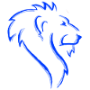 Neon Blue Lion Umrisskunst