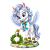 Flügelpony Blumenkranz
