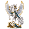 Pegasus mit goldener Szenerie