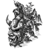 Samuraigeist über Berglandschaft