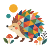 Geometrischer Igel im Regenbogenmuster