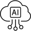 KI-Cloud-Datenverarbeitungszeilen-Symbol
