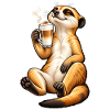 Süßes Erdmännchen mit Latte Macchiato
