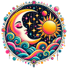 Sonne Mond Wellen Psychedelisch