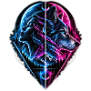 Neon Wolf Mond Geometrie