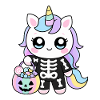Skelett-Einhorn zu Halloween