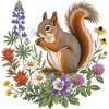 Eichhörnchen mit Blumen