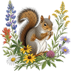 Eichhörnchen mit bunten Blumen