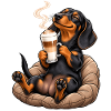 Süßer Dackel mit Latte Macchiato