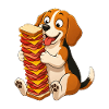 Beagle verschlingt ein riesiges Deli-Sandwich