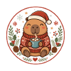 Capybara im Weihnachtspullover und Kakao 
