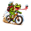 Funny Frog Riding Bicycle Cartoon