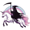 Sensenmann auf Einhorn
