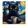 Schwarze Katze Starry Night