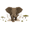 Stürmischer Elefant in Savanne