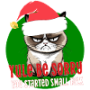 Wütende Weihnachtskatze Weihnachtsmannhut-Smalltalk