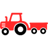roter Traktor mit Anhänger