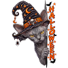 Sphinx Katze Hexenhut Halloween Design