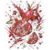 Granatapfel-Rubinrote Frucht-Spritzkunst