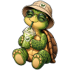 Süße Schildkröte mit Matcha Latte