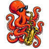 Oktopus mit Saxophon