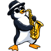 Pinguin mit Saxophon