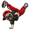 Mops beim Breakdance