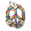 Peace Zeichen Regenbogen und Friedenstaube
