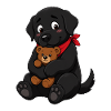 Labrador umarmt Teddybär