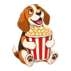 Beagle mit Popcorn