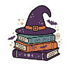 Hexenhut-Bücher Halloween-Schule
