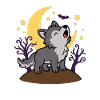 Süßer Heulender Wolf Halloween-Mond