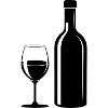 Weinglas und Flasche