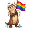 Otter mit Regenbogenflagge – Pride Motiv