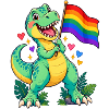 T-Rex mit Regenbogenflagge – Pride Dino