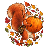 Eichhörnchen mit Kürbis – Süßes Herbstmotiv