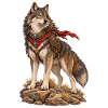 Ritterwolf mit rotem Schal