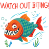 Piranha: Lächeln und Warnen...