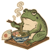 Grummeliger Frosch isst Ramen