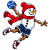 Handball-Schneemann im Sprungwurf
