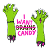 Zombiehände mit Candy-Spruch