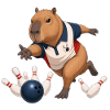 Capybara spielt Bowling